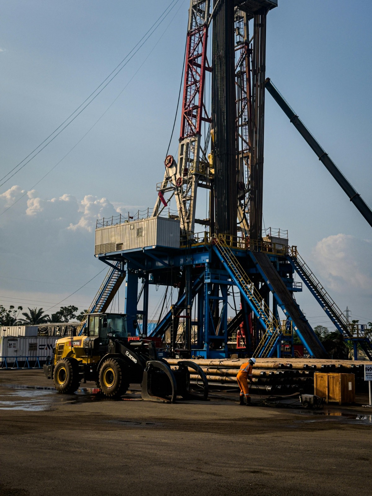 Drilling rig at golden hour