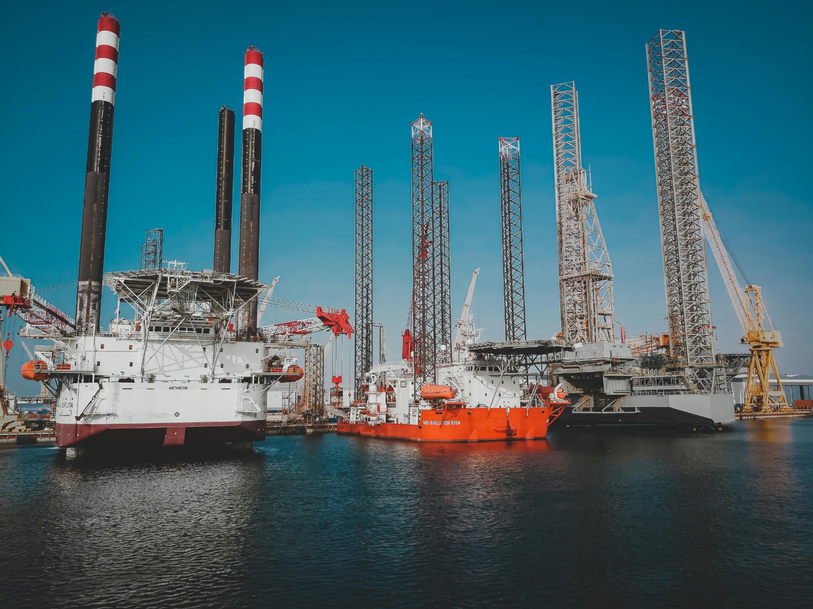 Oil rigs at port